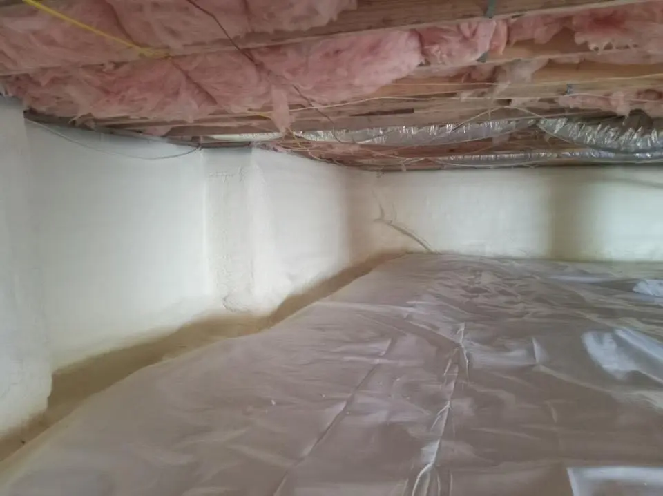 Crawl space encapsulation with closed-cell spray foam for Roof Leak Repair in Smithfield